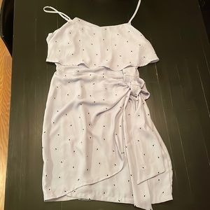 Lavender Lush dress with flowy ruffle top and tie wrap skirt. Size small.